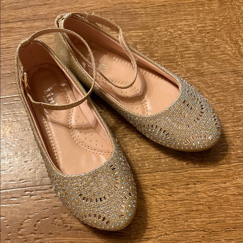 Glittery Gold Kids Ballet Flats